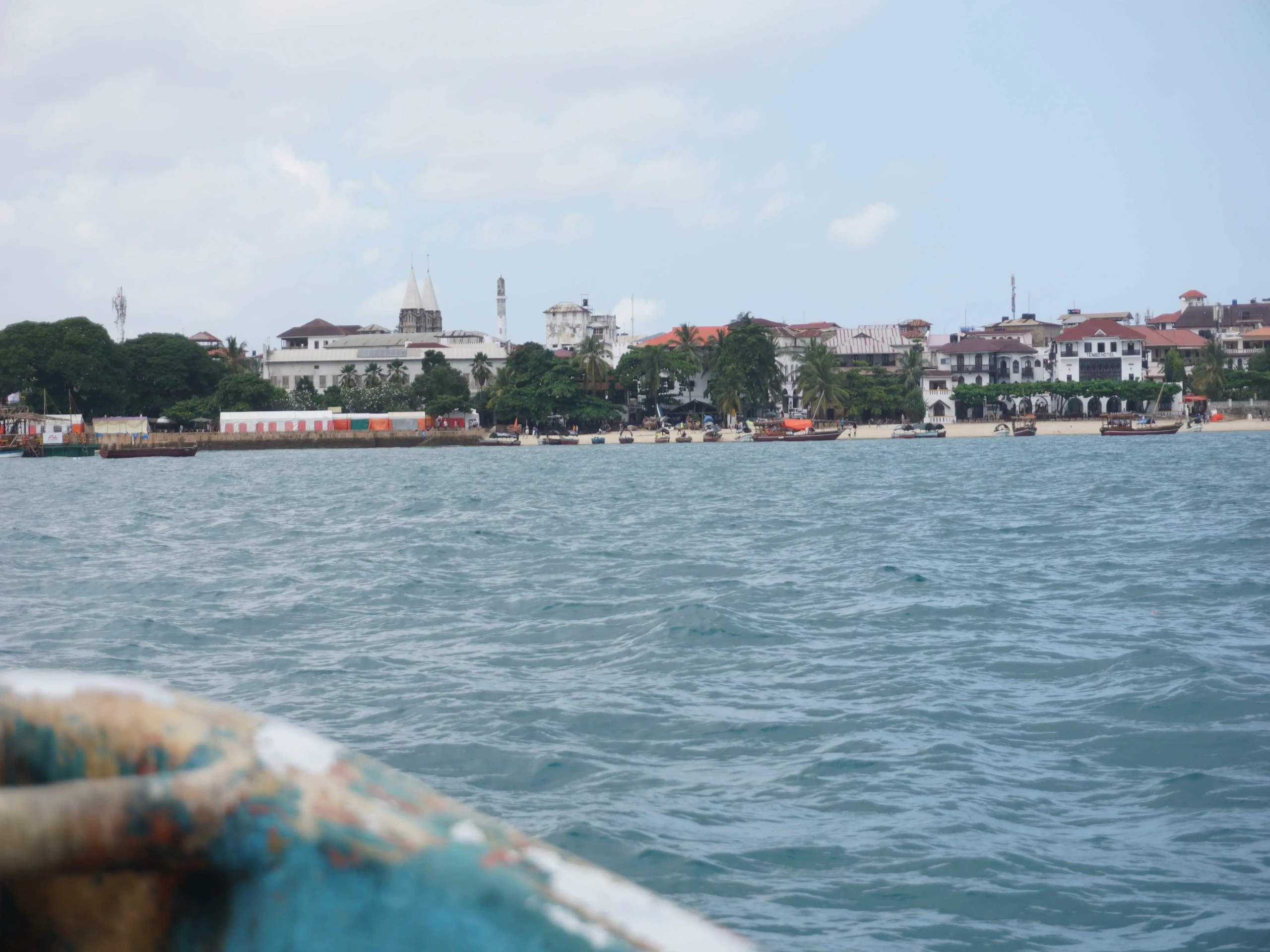 View of Stone town from the boat