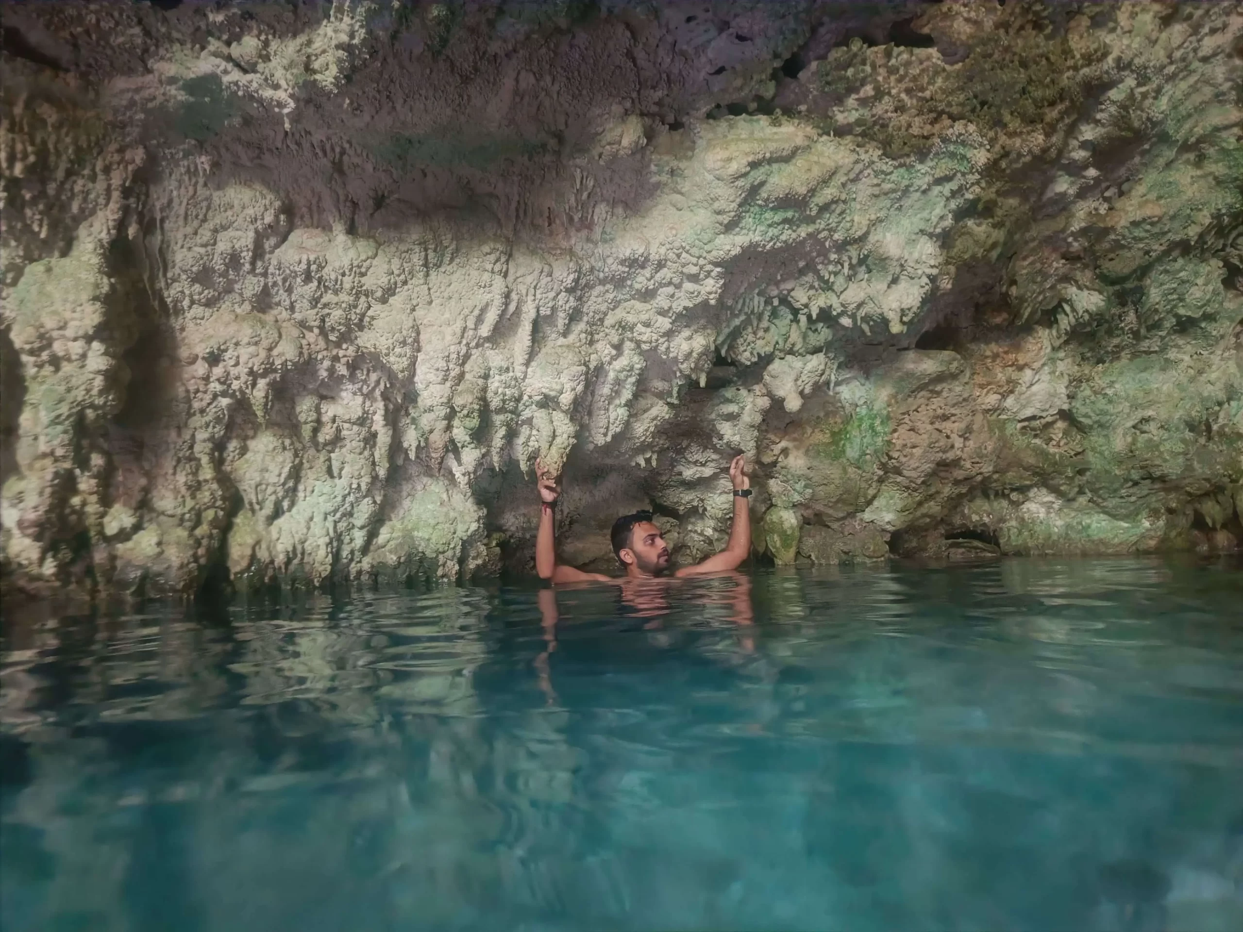 Swimming in fresh water in Kuza cave