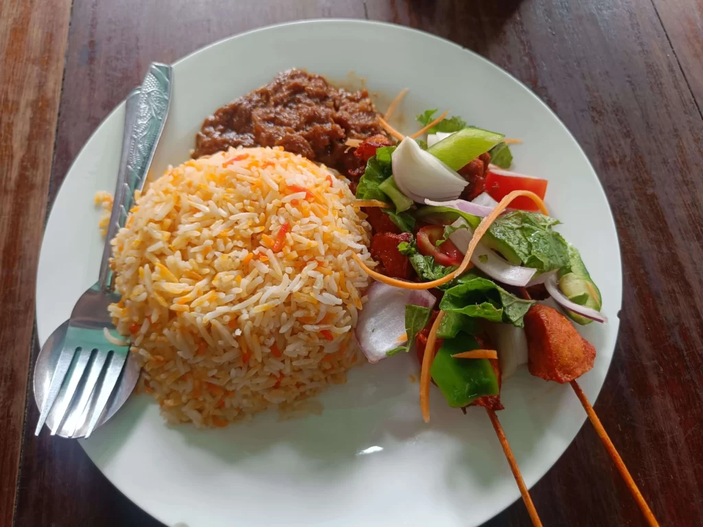 Zanzibar pilau with chikken tikka at Lukmaan restaurant