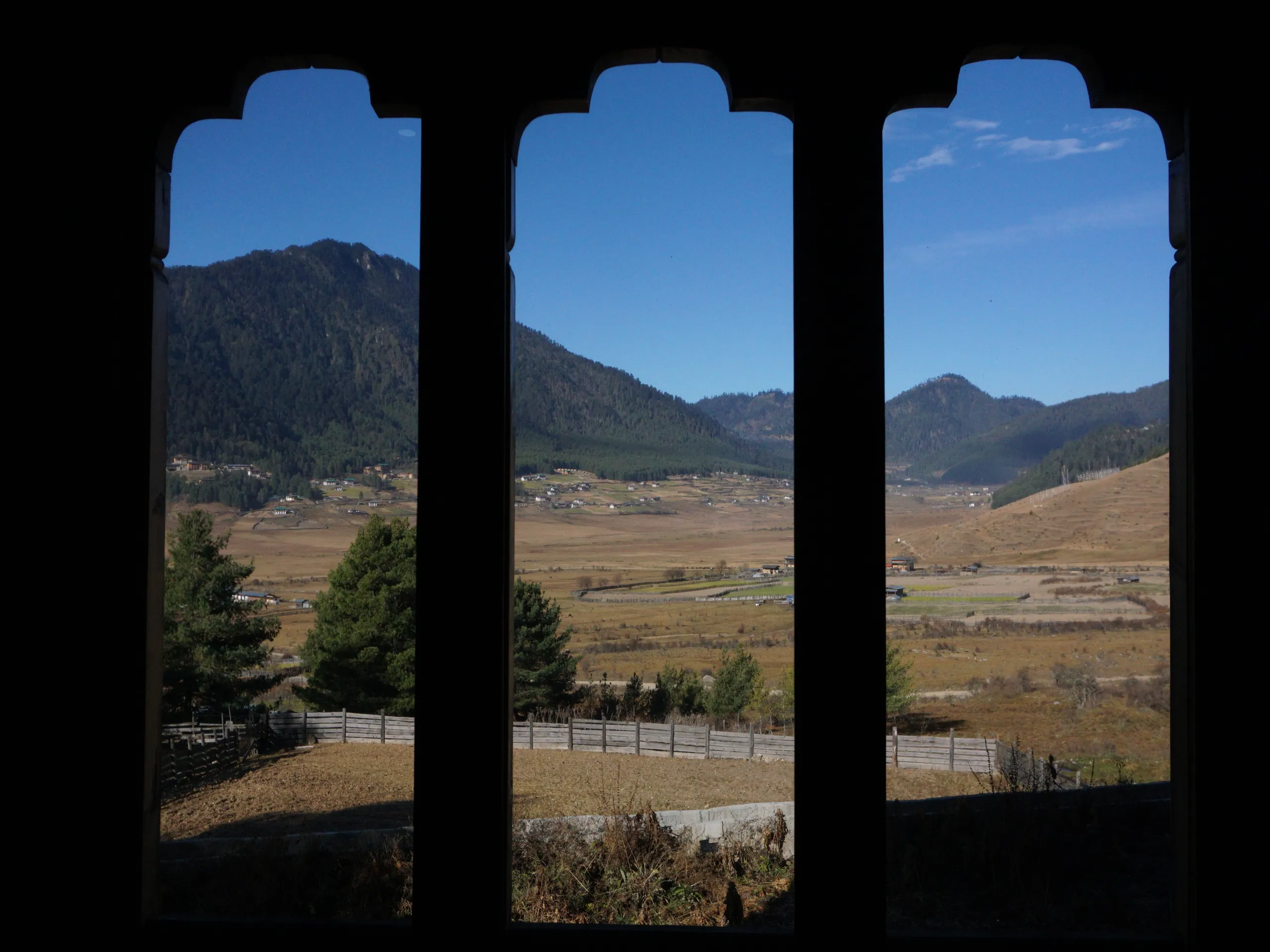 View of the Phobjikha valley from the room